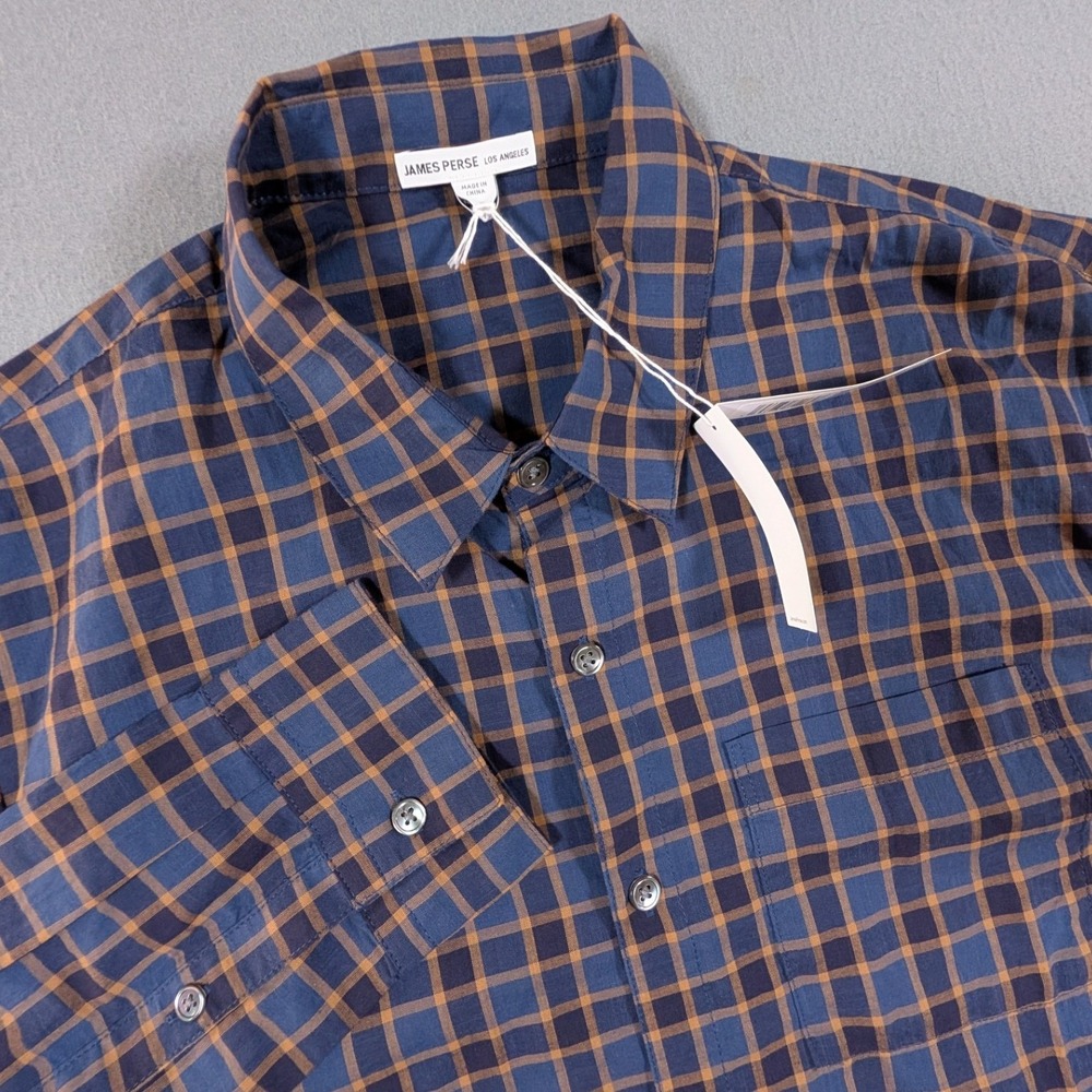 James Perse Plaid Button Up Shirt Mens 1 Blue Casual MOCM3504
